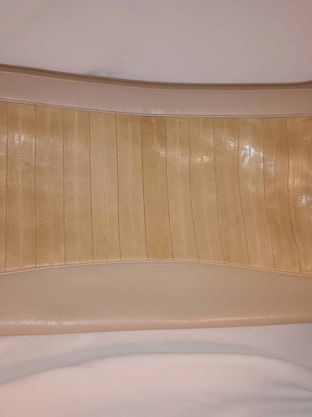 Vintage Golden Threads Cream Interior Eel Skin Clutch